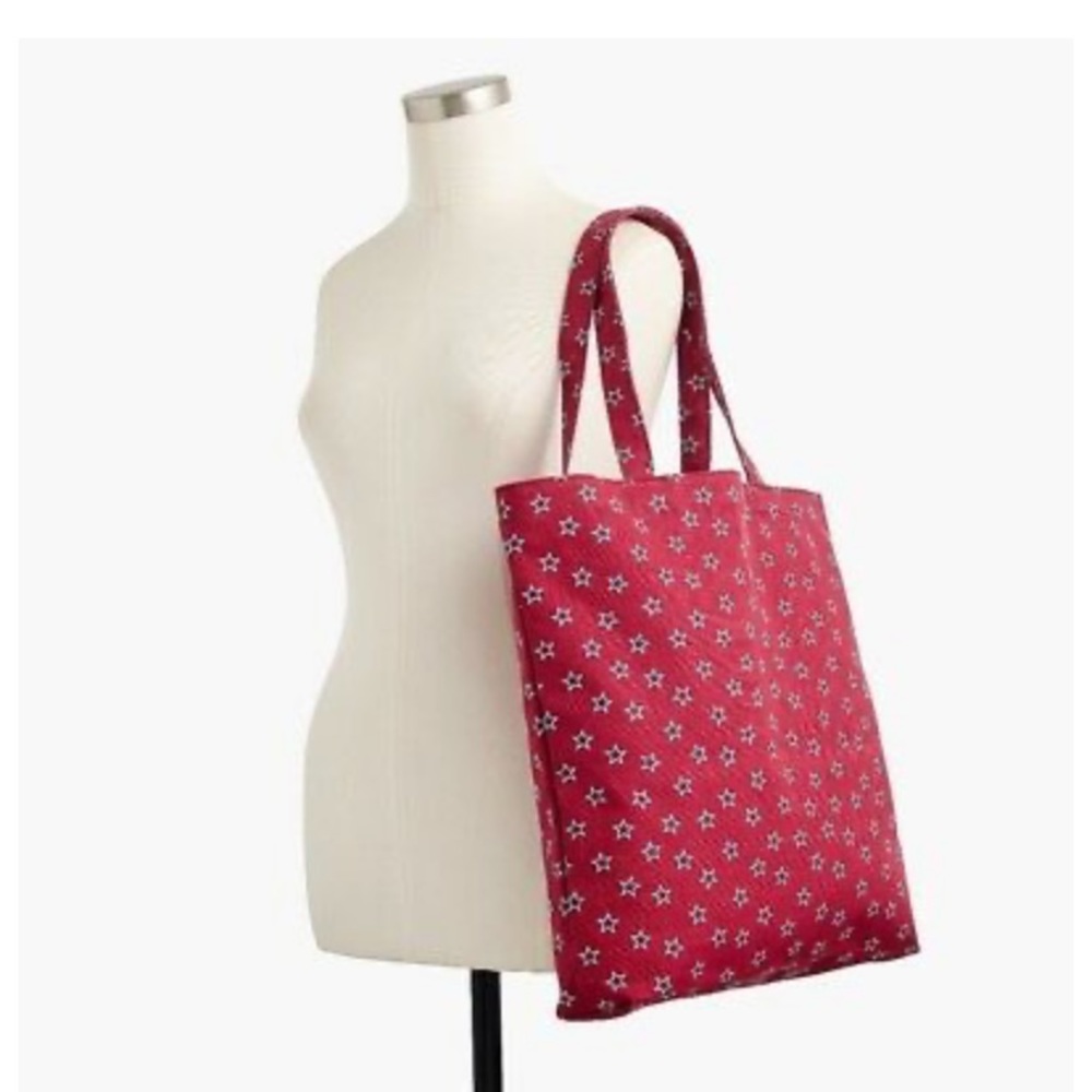 JCrew Canvas Tote Bag | Red Stars | NWT